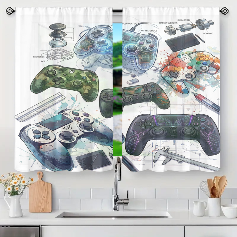 Board Game Youtube - แผงวงจรควบคุมเกม ผ้าม่านตกแต่งห้องเกมเมอร์ ของตกแต่งห้องแนว Geek Pop Art